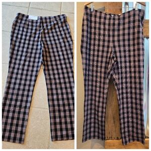New Plaid Leggings Pants XL Liz Claiborne Black & Tan